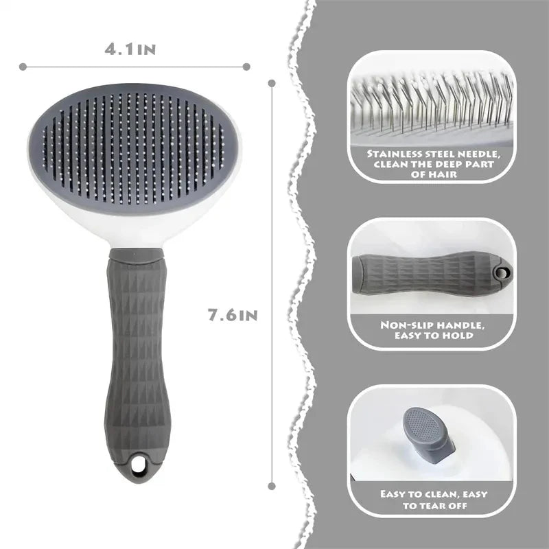Pente Auto-Limpante para Pelos de Pets – Grooming Fácil e Sem Bagunça