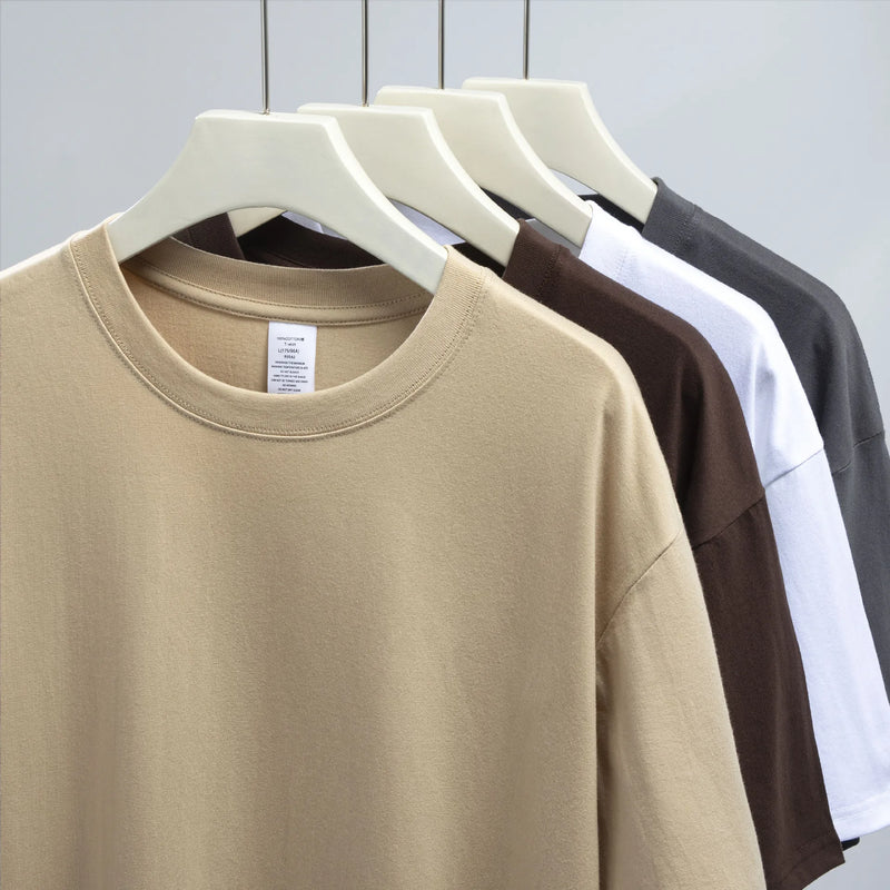 Camiseta Unissex de Algodão Puro, Manga Curta, Gola Redonda, Solta, Cor Lisa Branca – Masculina e Feminina