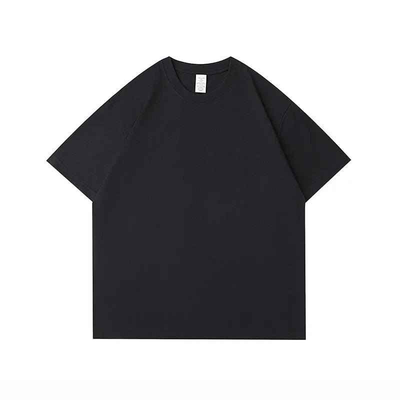 Camiseta Unissex de Algodão Puro, Manga Curta, Gola Redonda, Solta, Cor Lisa Branca – Masculina e Feminina
