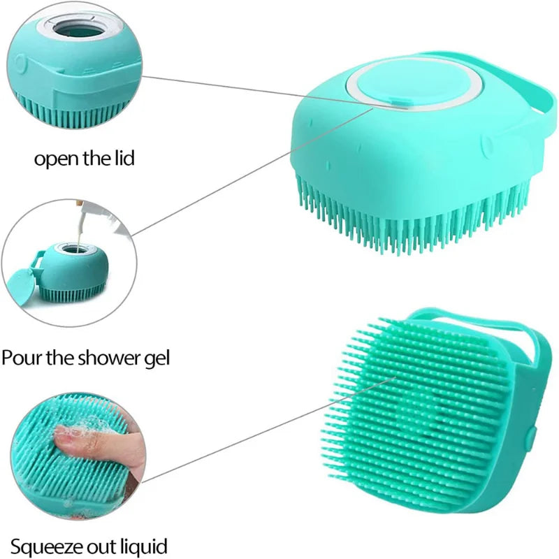 Escova de Banho de Silicone para Pets – Limpeza e Massagem