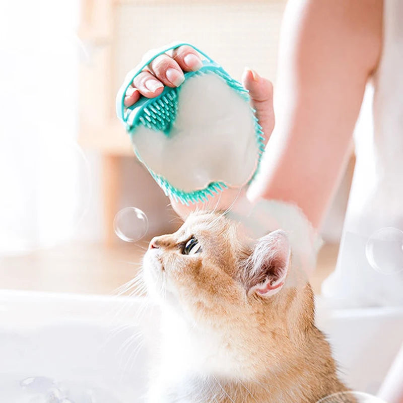 Escova de Banho de Silicone para Pets – Limpeza e Massagem
