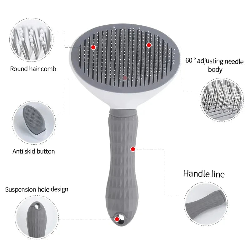 Pente Auto-Limpante para Pelos de Pets – Grooming Fácil e Sem Bagunça