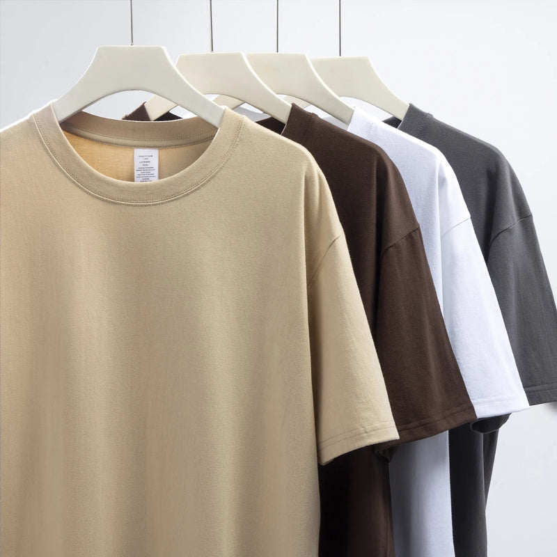 Camiseta Unissex de Algodão Puro, Manga Curta, Gola Redonda, Solta, Cor Lisa Branca – Masculina e Feminina