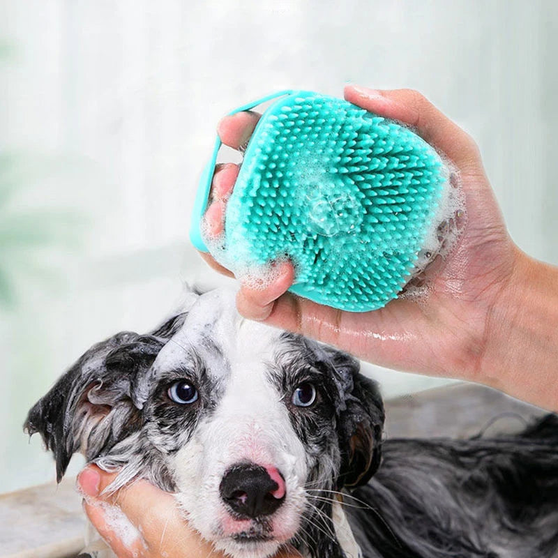 Escova de Banho de Silicone para Pets – Limpeza e Massagem
