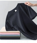 Camiseta Unissex de Algodão Puro, Manga Curta, Gola Redonda, Solta, Cor Lisa Branca – Masculina e Feminina